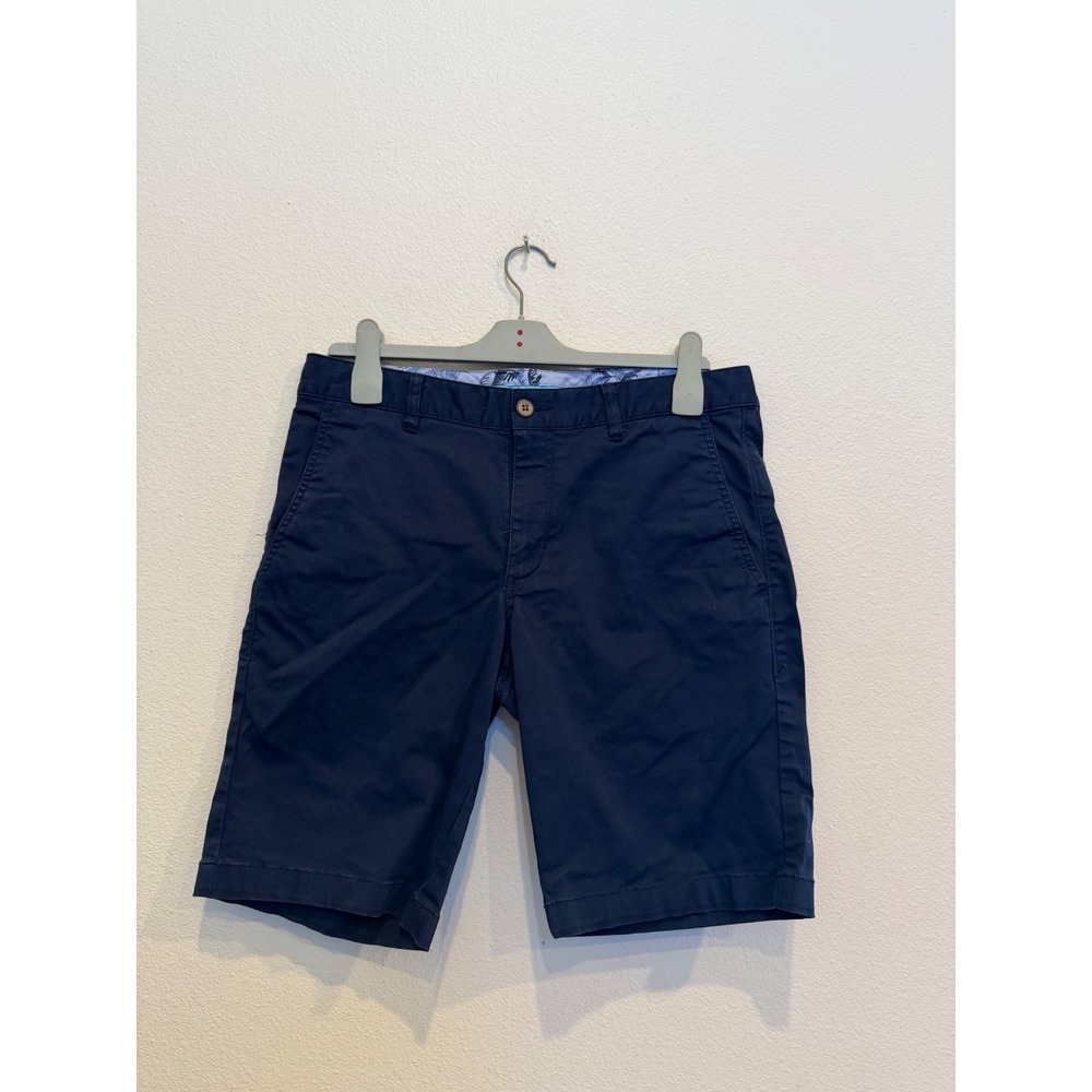 Tommy Bahama Mens Navy Blue Chino Shorts 32 Cotton Tencel Stretch Flat Front